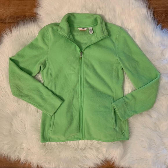 Izod Performx Full Zip Melon Lime Green Golf Jacket XS Fleece - Picture 1 of 12